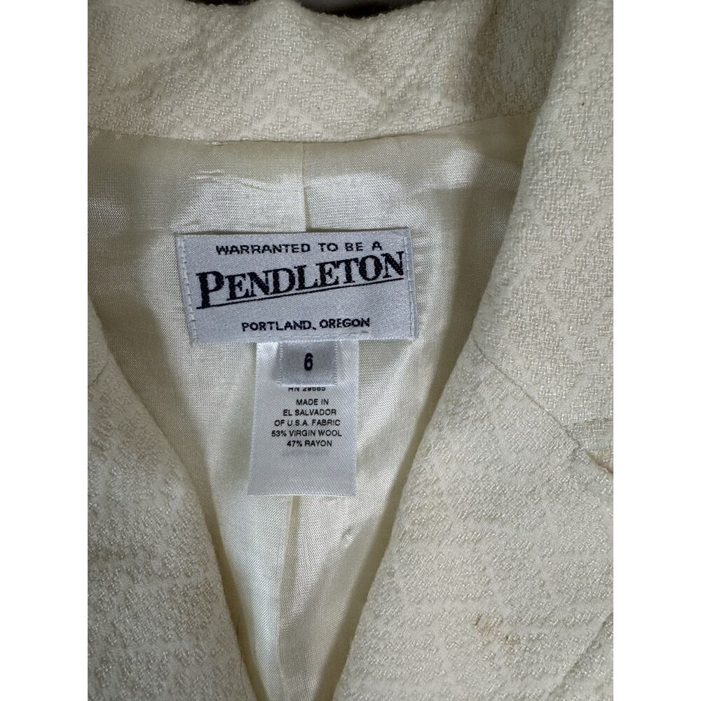 Pendleton Women’s Wool Blend Skirt Suit Ivory Jacket 6 Skirt 8 Made USA - Picture 3 of 16